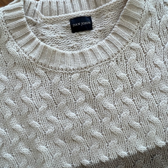 Dan John Color Block Brown Cable Knit Sweater - Medium - Picture 2 of 5
